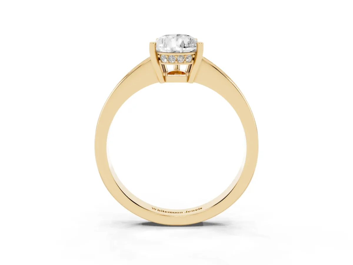 Pear Cut Solitaire Pavé Band Prong Setting Ring Yellow gold