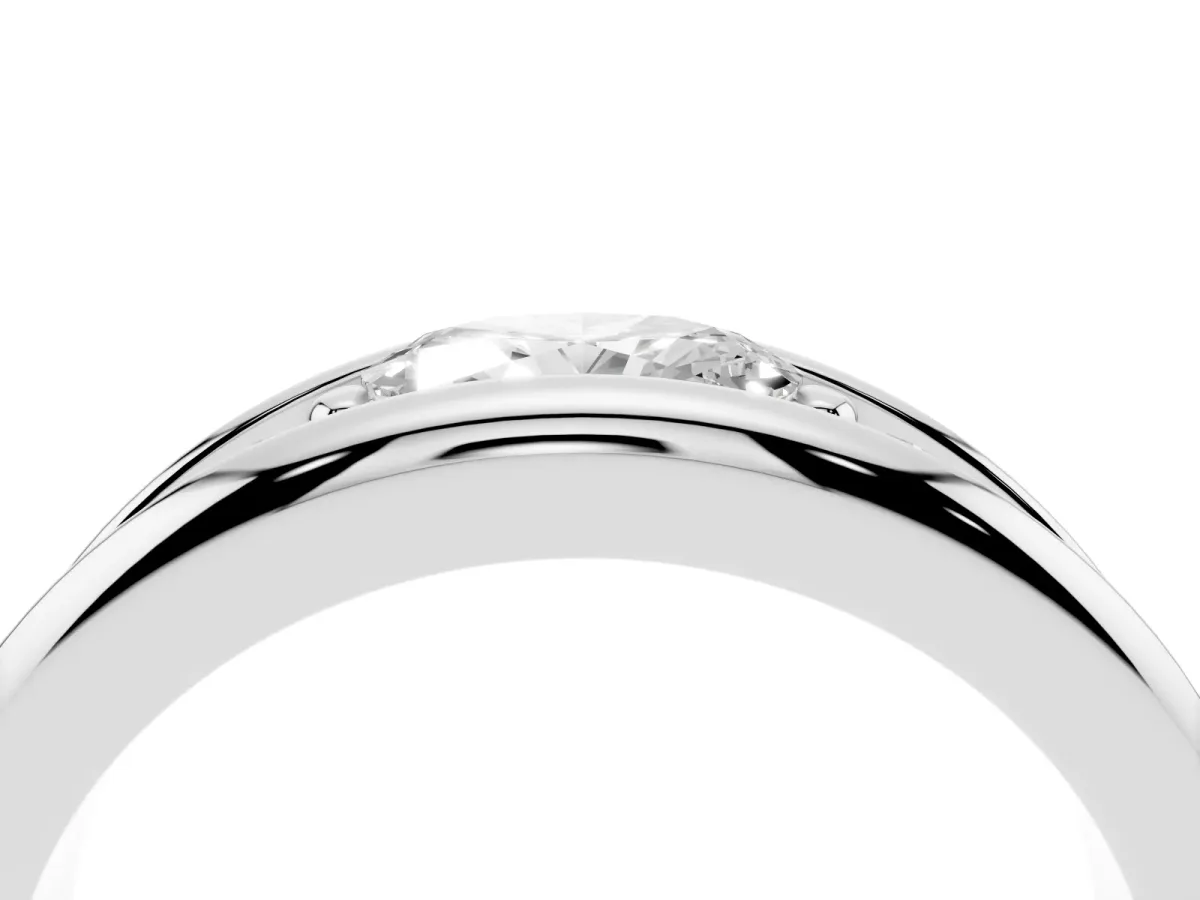 Oval Diamond Mens Ring with Round Diamond Accents Silver