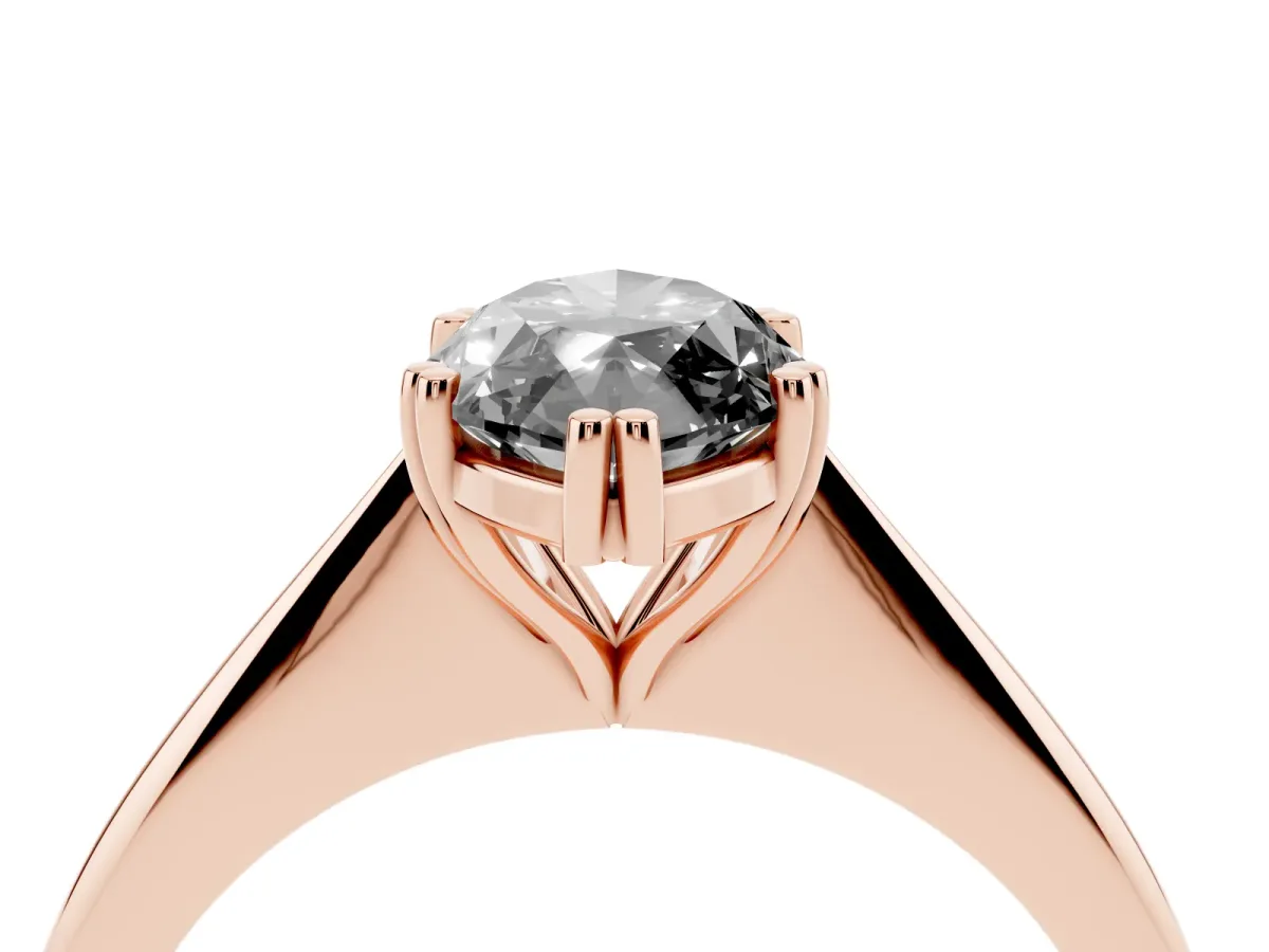 Fancy Black Marquise Cut Solitaire Diamond Ring with Six-Prong Setting and Classic Band Rose gold