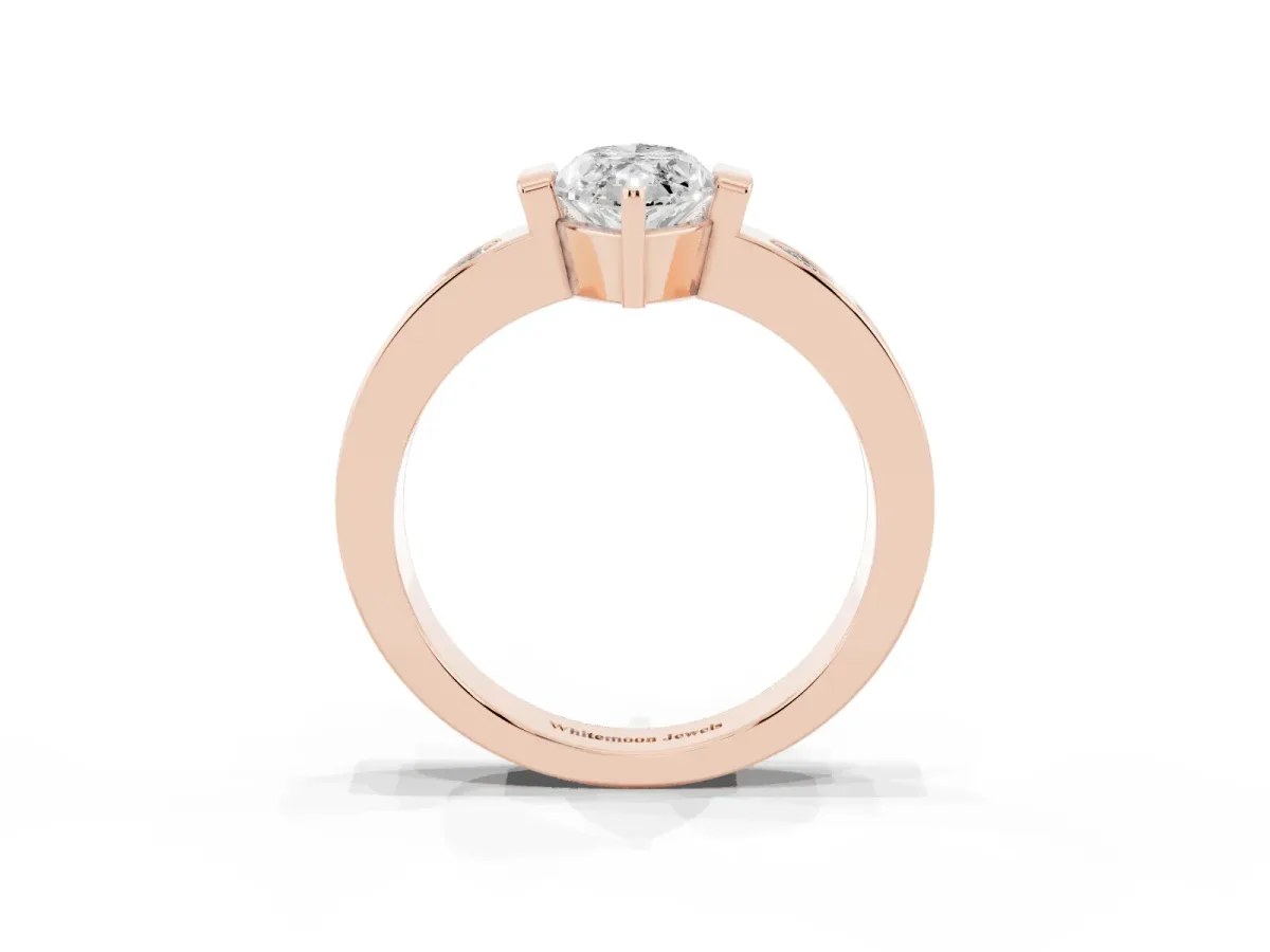 Marquise Cut Brilliant Channel-Set Diamond Ring with Bezel Prong Setting Rose gold
