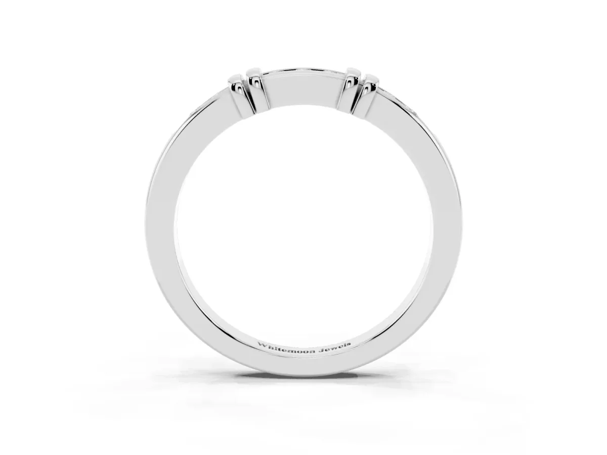 Channel Set Round Diamond Half-Eternity Band with Bar Prong Setting Silver
