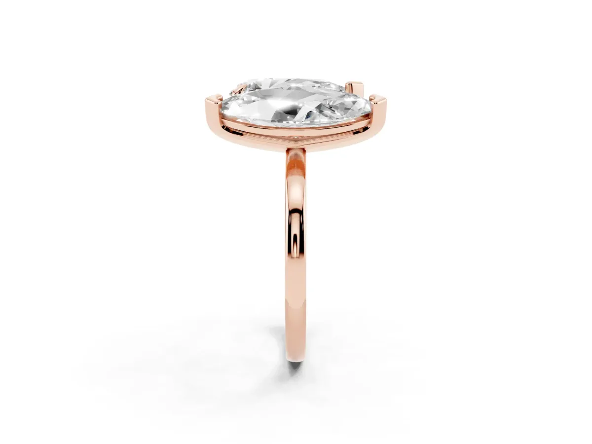 Pear and Marquise Toi Moi Ring with Prong Setting and Plain Band Rose gold