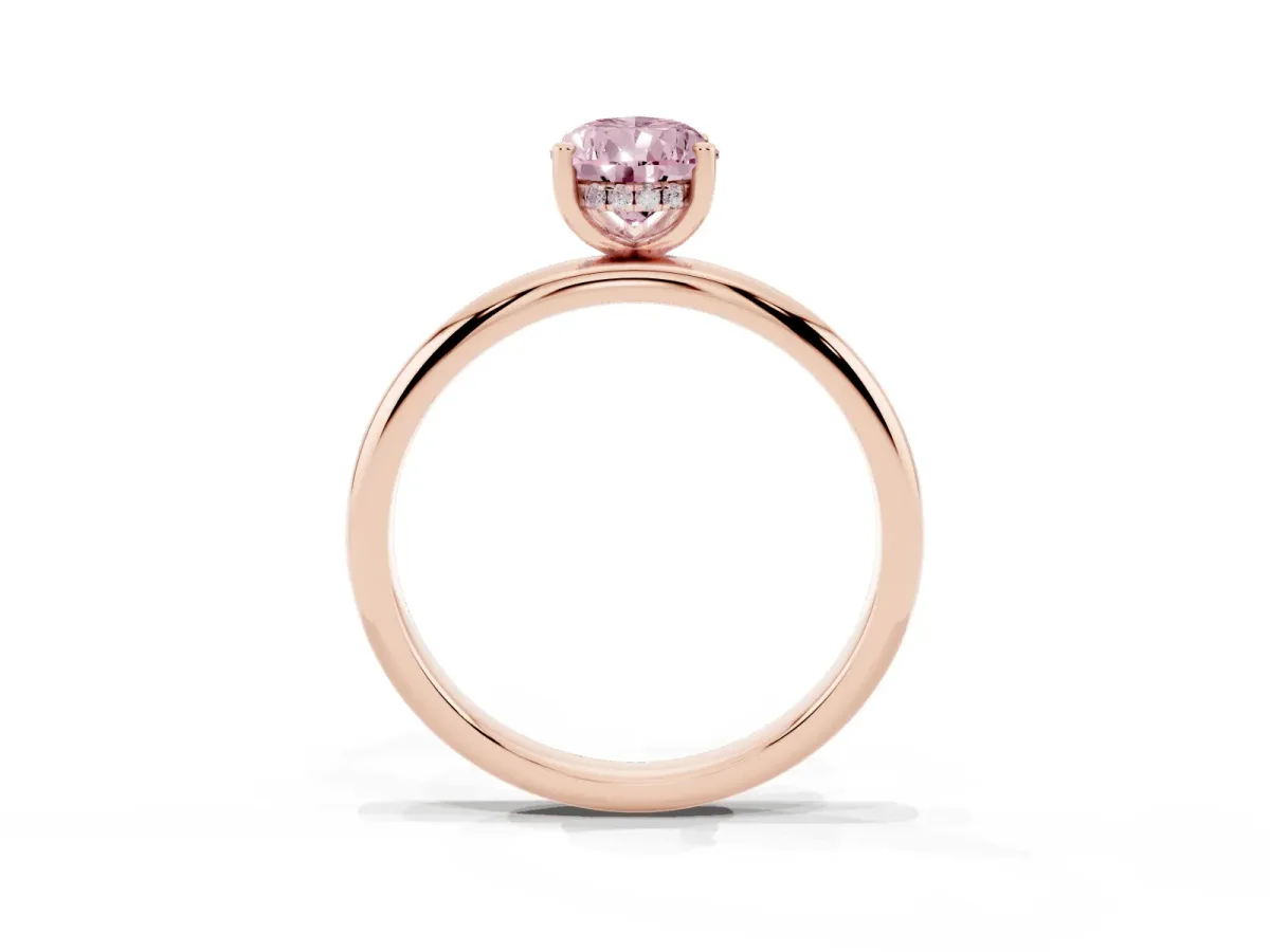 Fancy Pink Pear Cut Cut Solitaire Engagement Ring with Four-Prong Setting and Classic Band Rose gold