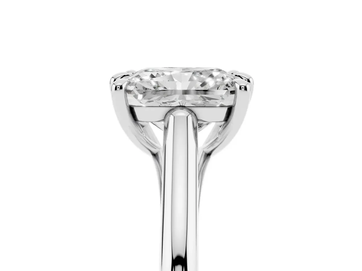 Radiant Cut Solitaire Engagement Ring with Six-Prong Setting and Classic Band Silver