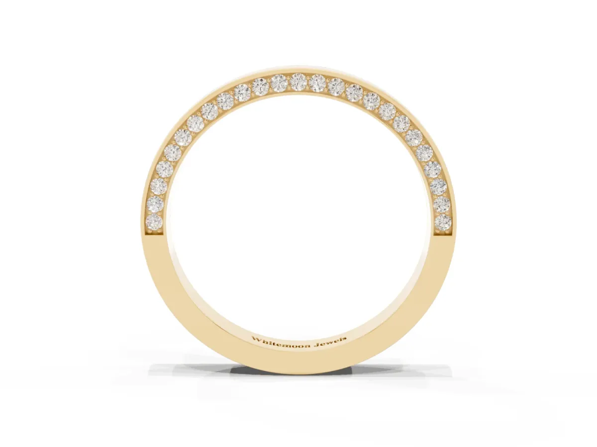Pavé Round Diamond Channel Set Band Yellow gold
