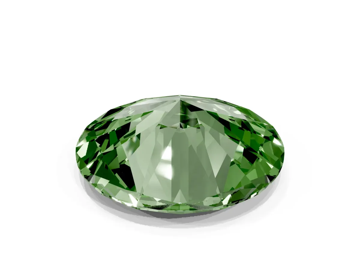 Fancy Green Oval Cut Diamond Solitaire Ring with Prong Setting and Pavé Band Platinum