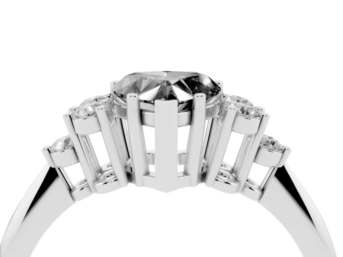 Fancy Black Heart Cut Cut Diamond Cluster Ring with Solitaire Band and Four-Prong Setting Silver