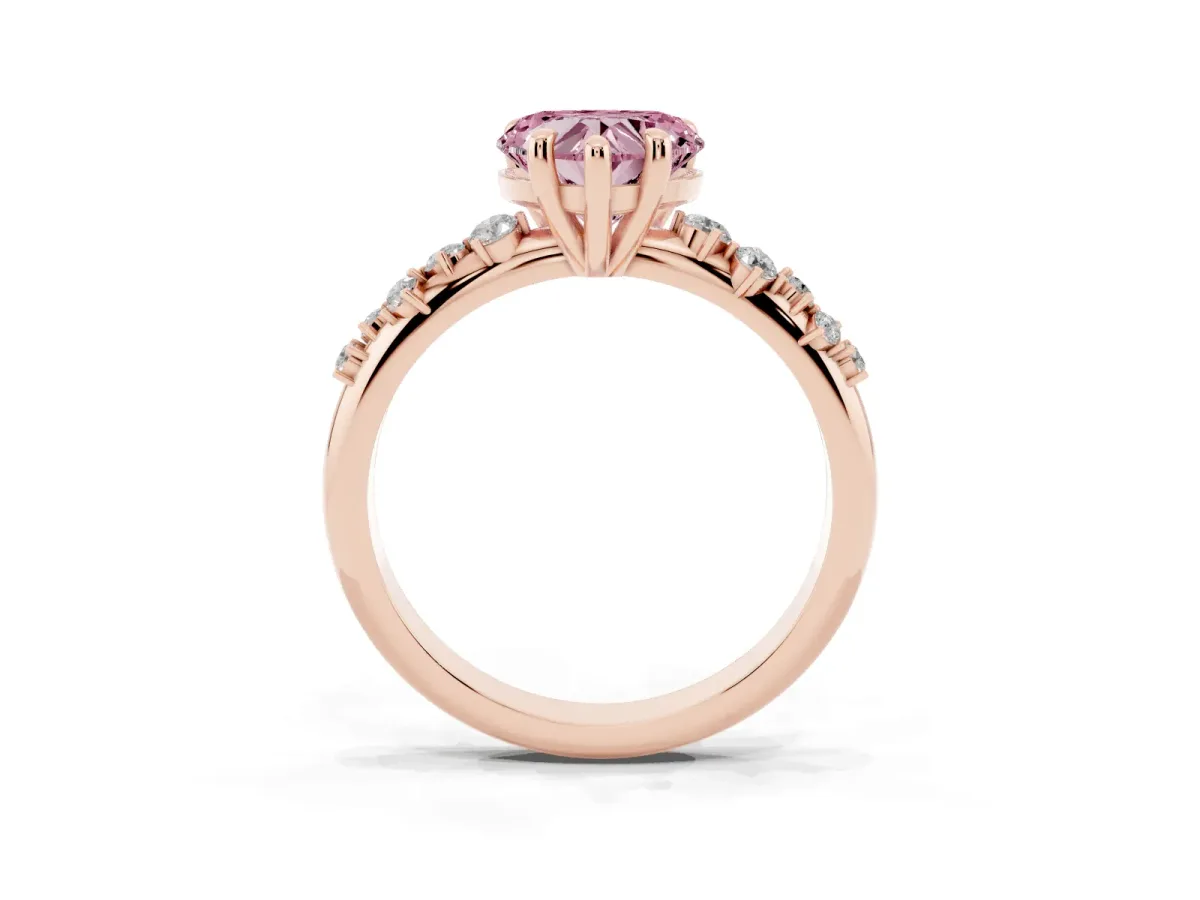 Fancy Pink Heart Cut Cut Diamond Vine Band with Four-Prong Setting Rose gold