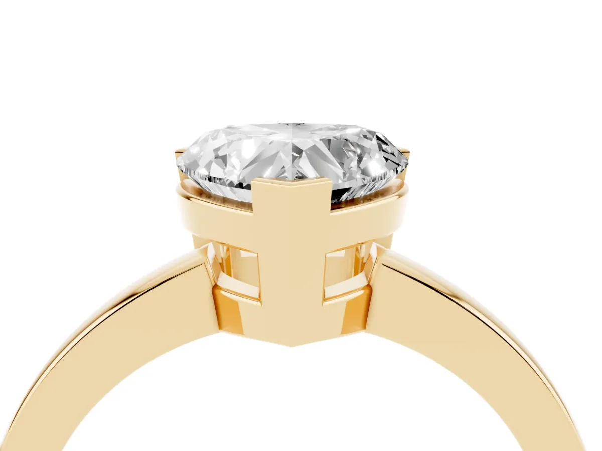 Heart Cut Cut Solitaire Ring with Four-Prong Setting and Classic Band Yellow gold