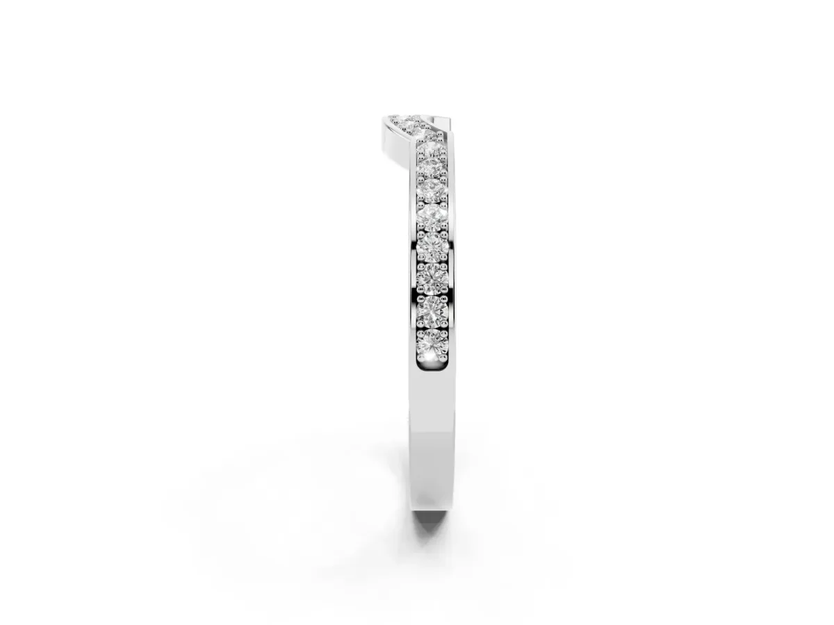 Pavé Round Diamond Contour Band with Channel Setting White gold