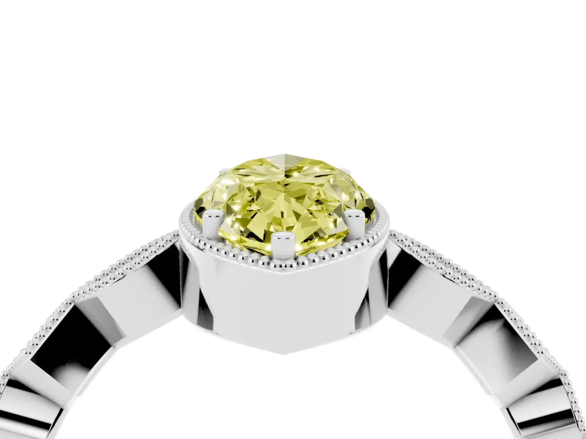 Fancy Yellow Marquise Cut Milgrain Marquise Diamond Twist Band Ring Silver