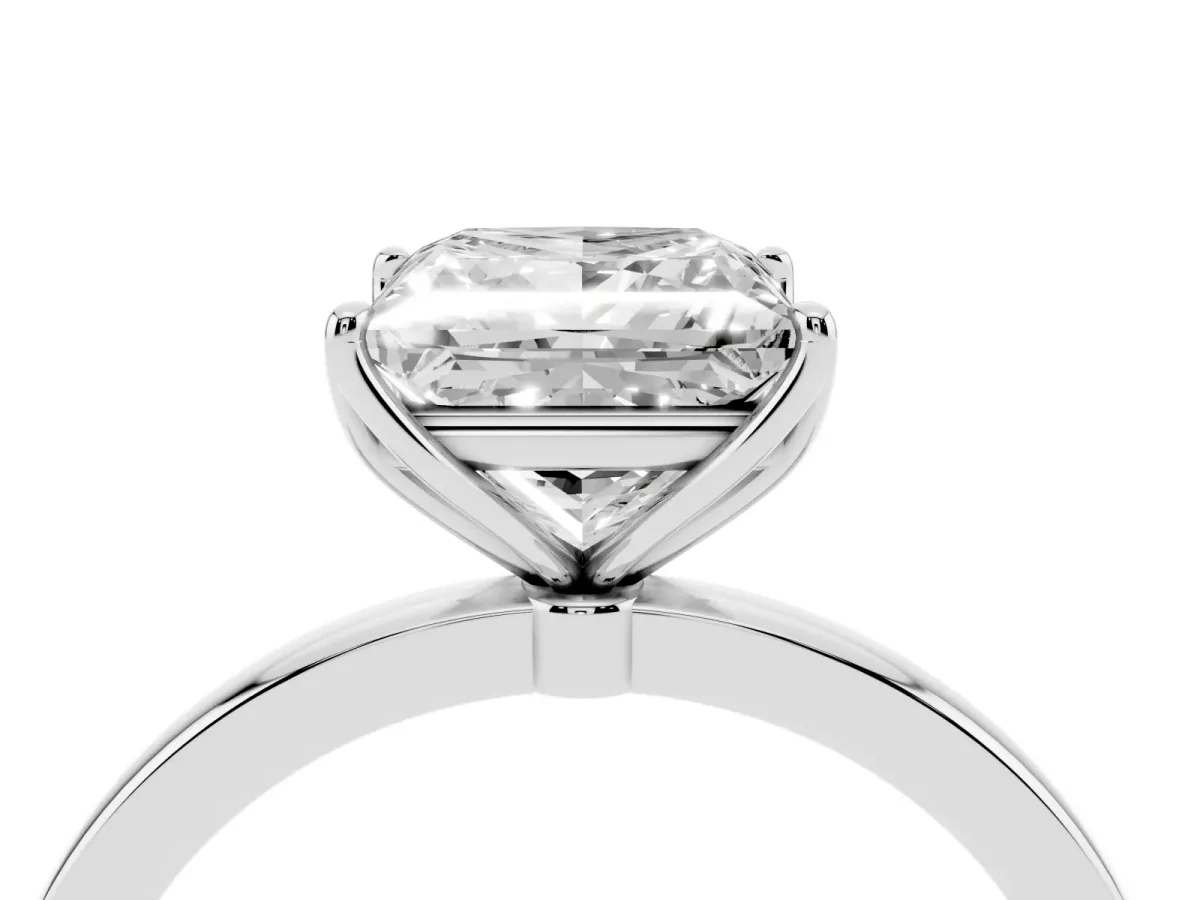 Princess Cut Diamond Solitaire Ring with Thin Band and Prong Setting Silver