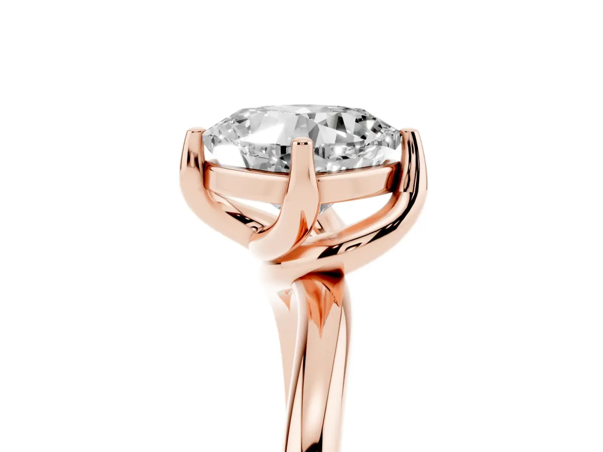 Cushion Cut Diamond Solitaire Engagement Ring with Four-Prong Setting and Classic Band Rose gold