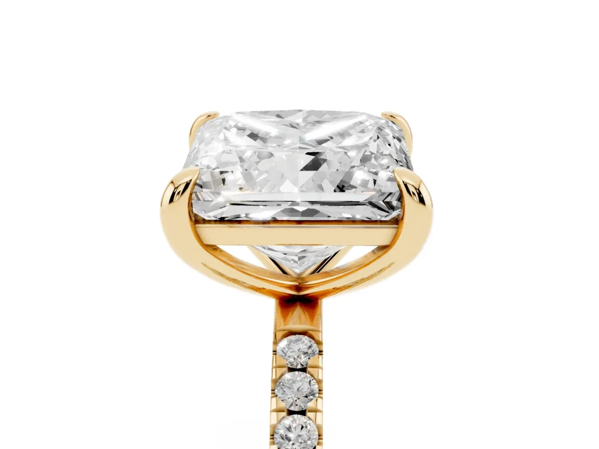 Oval and Princess Toi Moi Ring with Prong Setting and Micro Pave Band Yellow gold