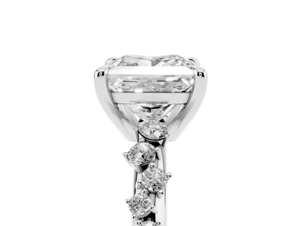 Princess Cut Cut Diamond Vine Band with Four-Prong Setting Platinum