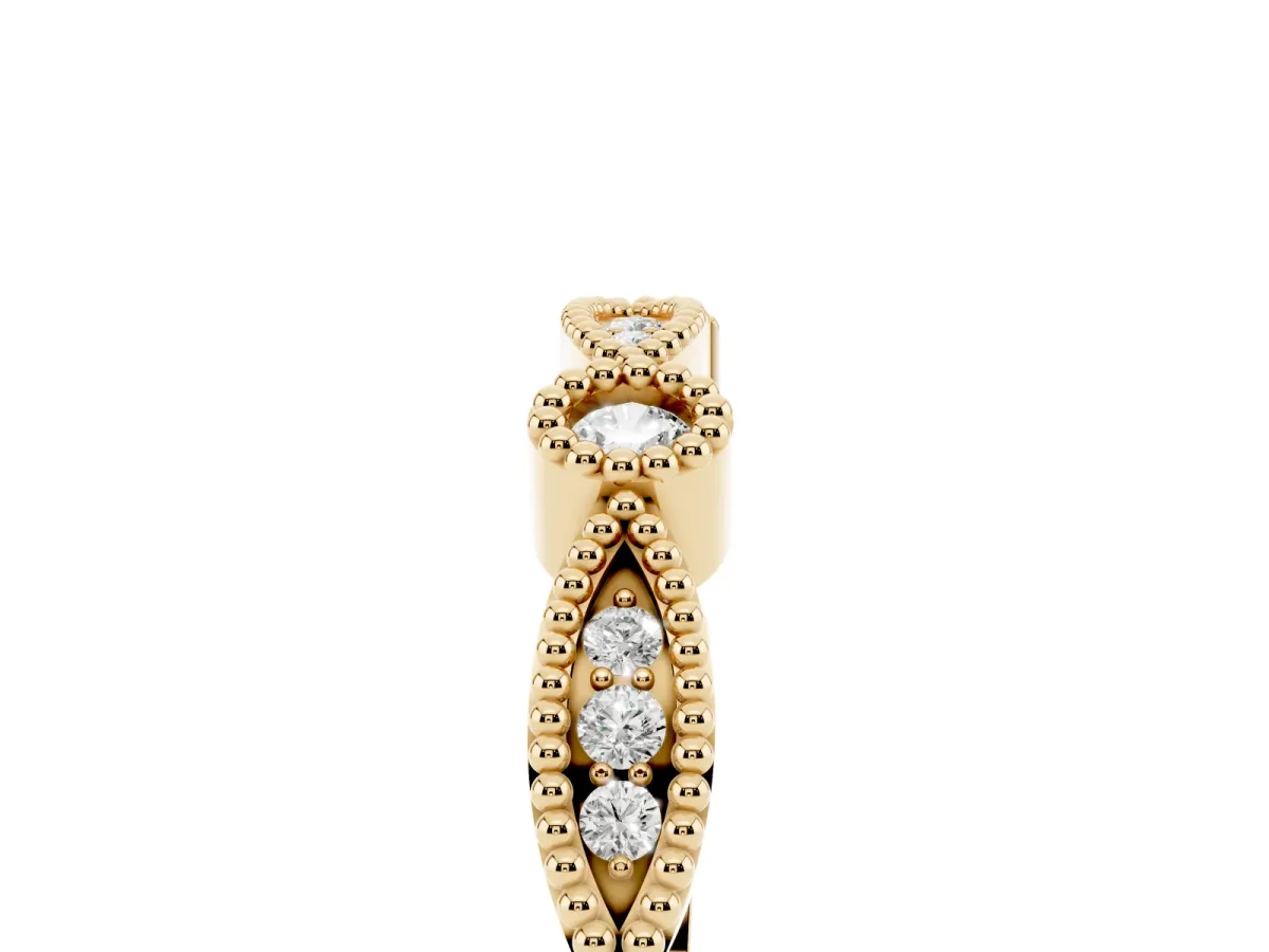 Milgrain Bezel and Marquise Diamond Band Yellow gold