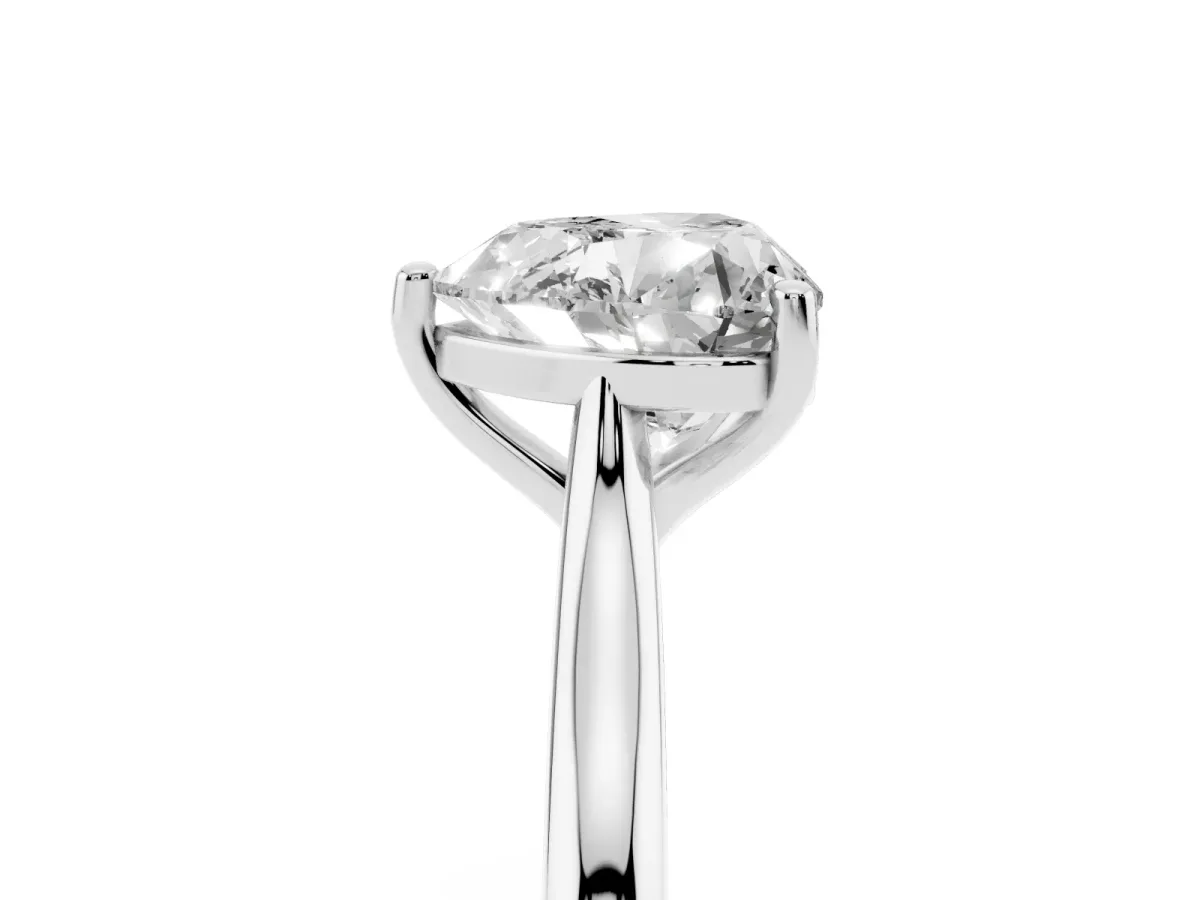 Heart Cut Cut Solitaire Ring with Cathedral Band and Four-Prong Setting Platinum