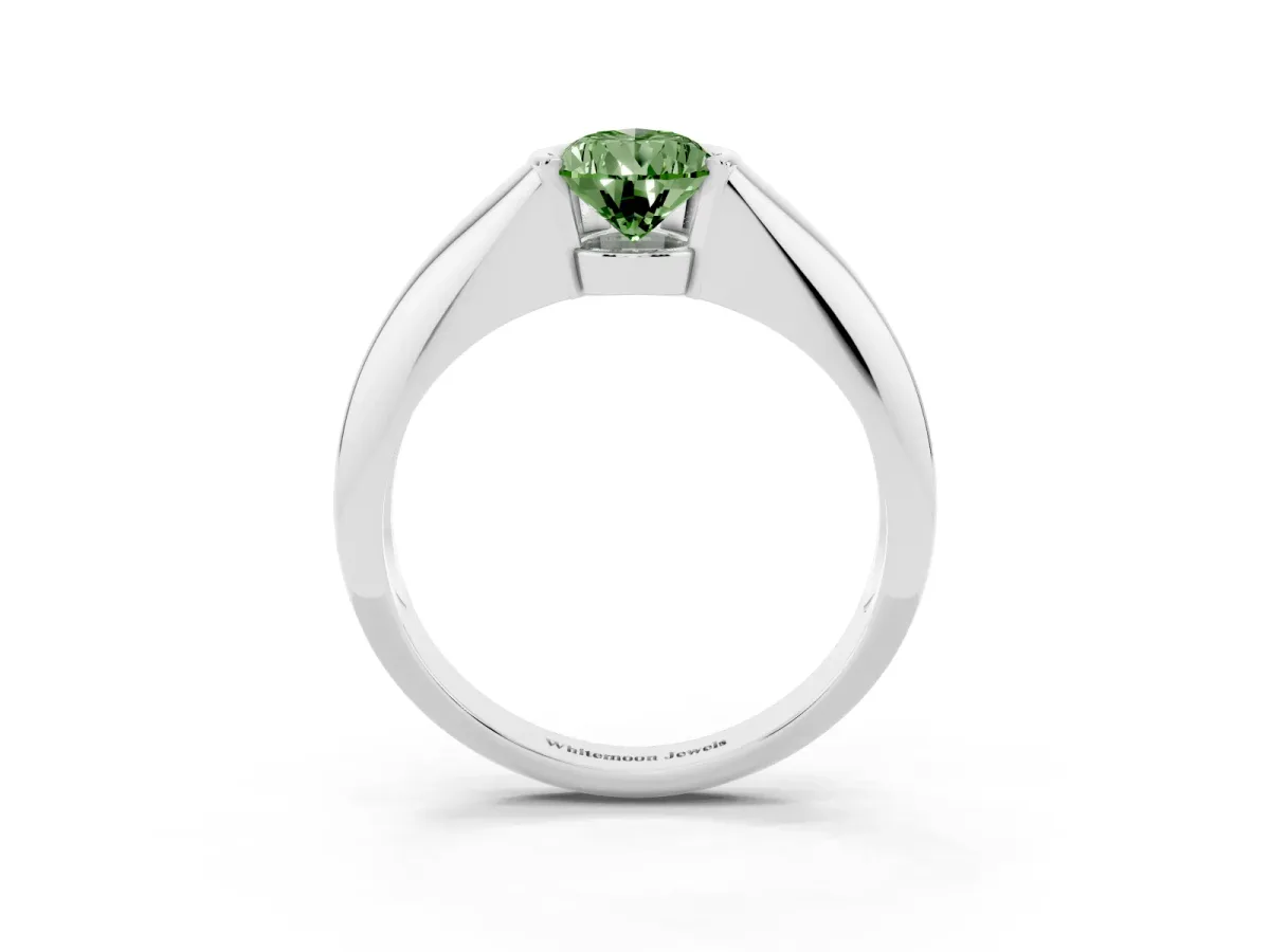 Fancy Green Pear Cut Solitaire Tension Set Diamond Ring Silver