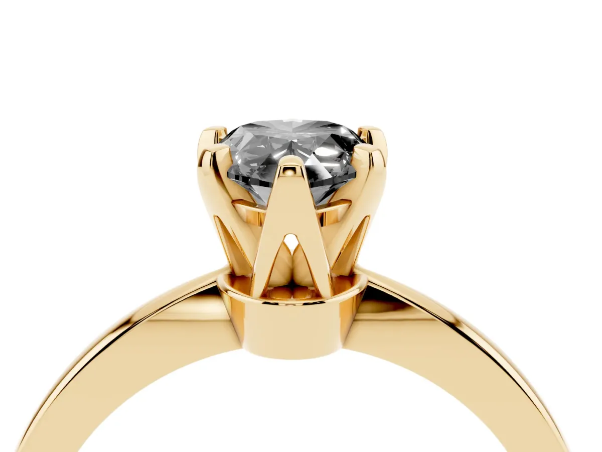 Fancy Black Pear Cut Solitaire Engagement Ring with Six-Prong Setting and Tapered Band Yellow gold