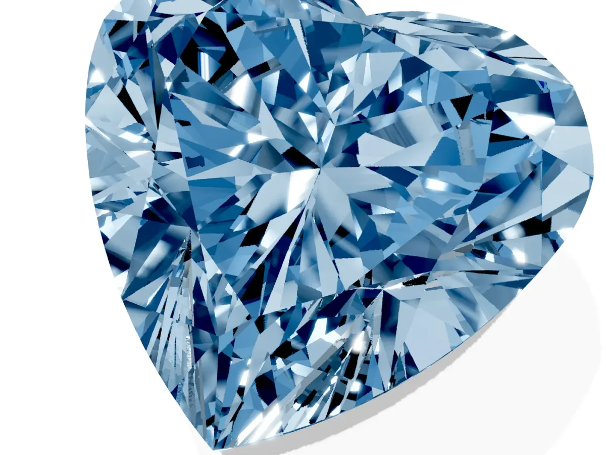 Fancy Blue Heart Cut Diamond Ring with Marquise Side Stones and Prong Setting Rose gold