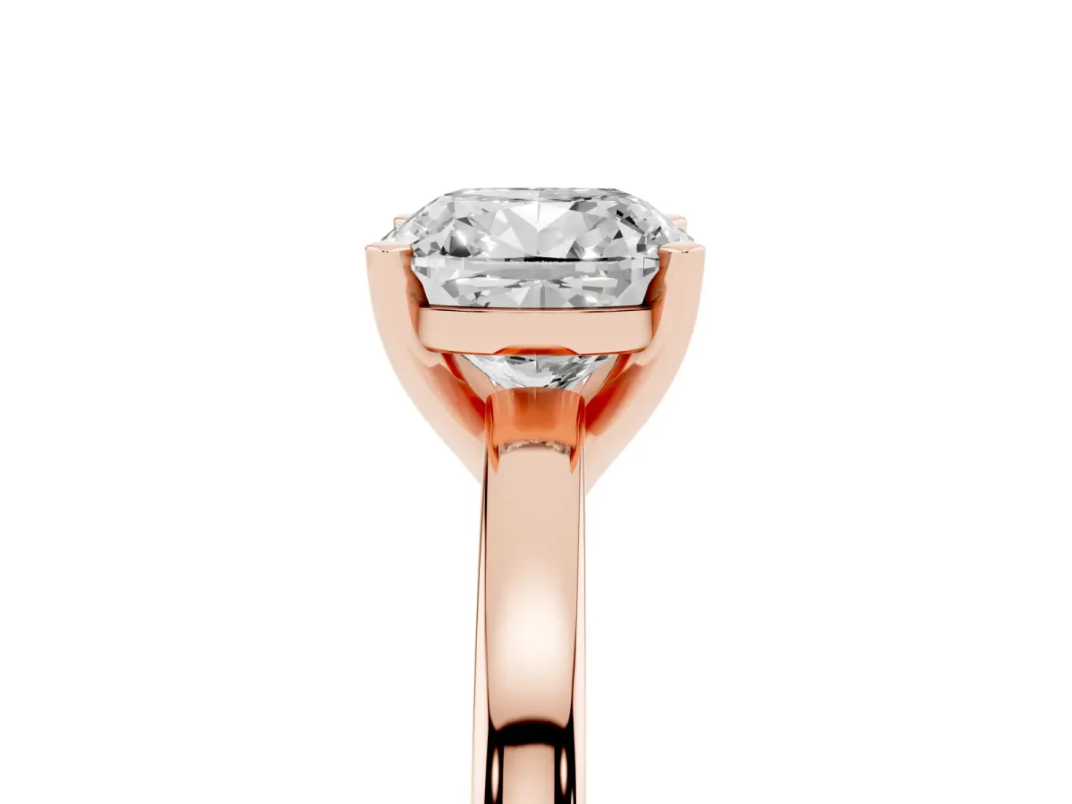 Cushion Cut Solitaire Diamond Engagement Ring with Four-Prong Setting on a Classic Band Rose gold