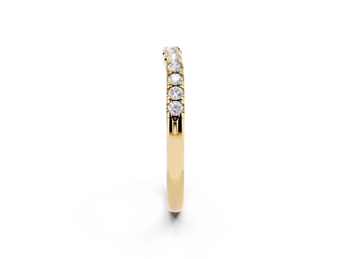 Round Diamond Pavé Curved Eternity Band with Shared Prong Setting Yellow gold