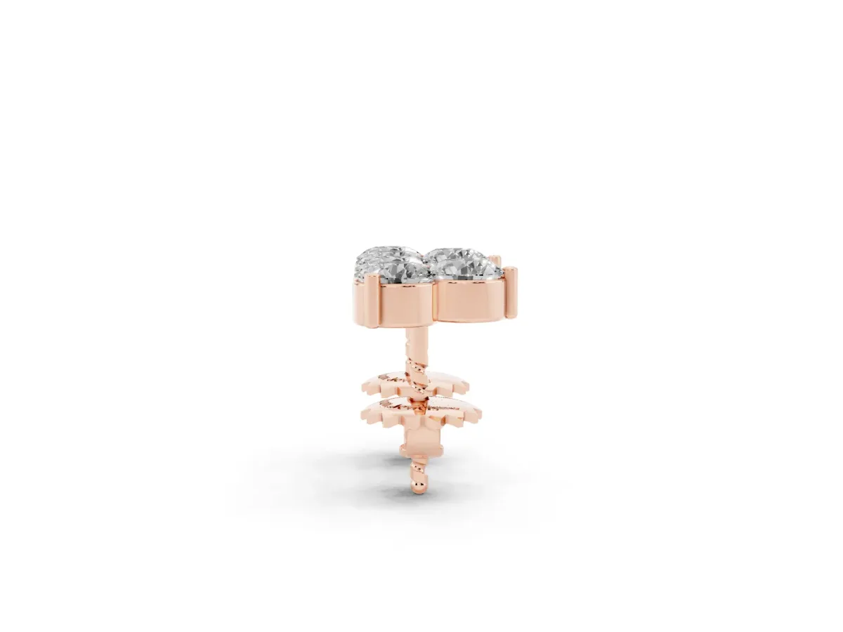 Triangular Cluster Round Diamond Stud Earrings with Prong Setting Rose gold