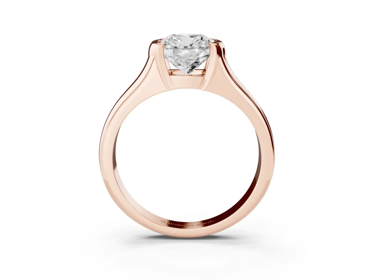 Cushion Cut Solitaire Tension Set Diamond Ring with Split Shank Band Rose gold