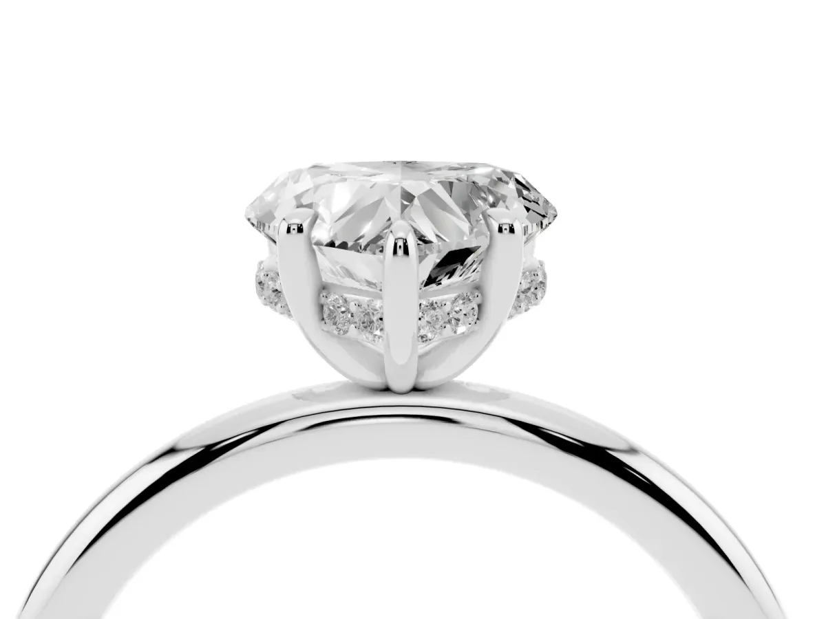 Heart Cut Diamond Solitaire Ring with Thin Band and Four-Prong Setting Platinum