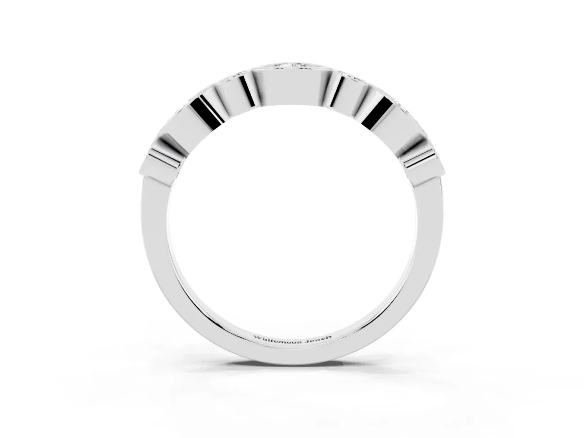 Bezel Set Mixed Shape Diamond Eternity Band Platinum