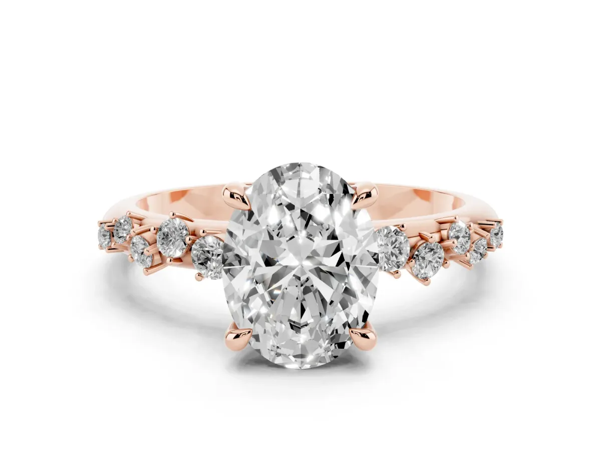 Oval Cut Cut Diamond Vine Band with Four-Prong Setting Rose gold
