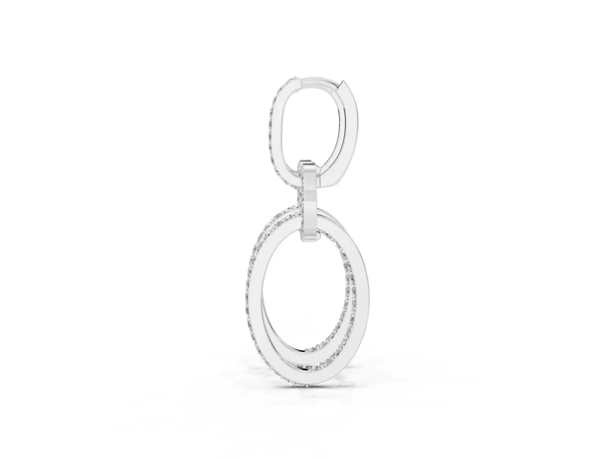 Round Cut Diamond Twisted Link Drop Earrings Silver