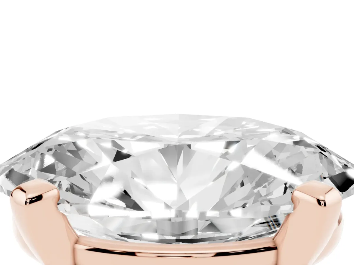 Oval Cut Diamond Solitaire Ring with Prong Setting and Classic Band Rose gold