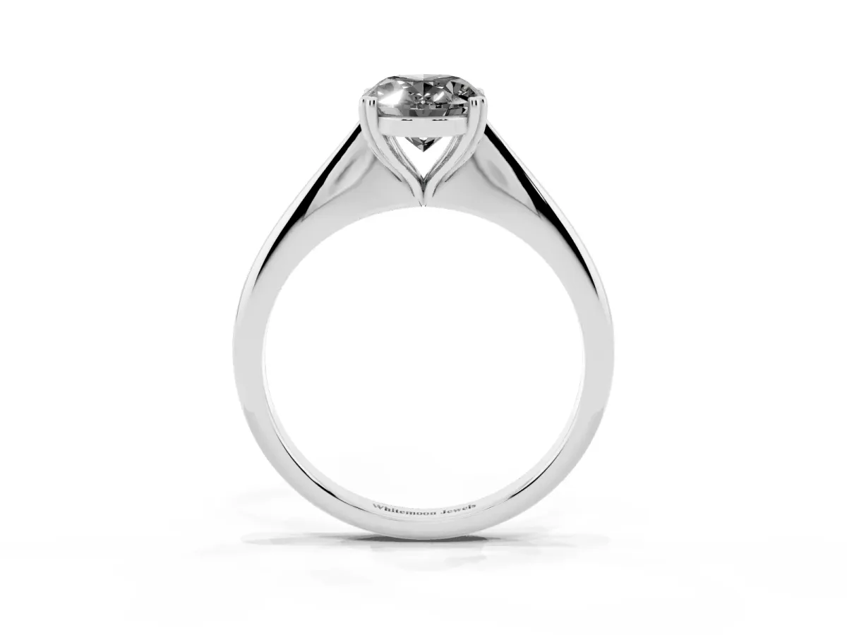 Fancy Black Oval Cut Solitaire Diamond Ring with Six-Prong Setting and Classic Band Silver