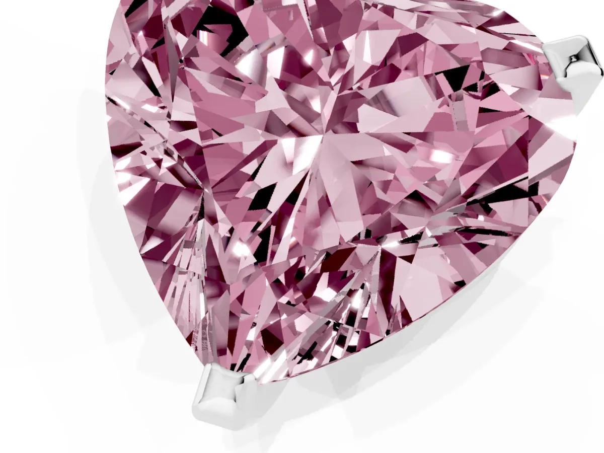 Fancy Pink Heart Cut Diamond Solitaire Ring with Prong Setting and Classic Band Silver