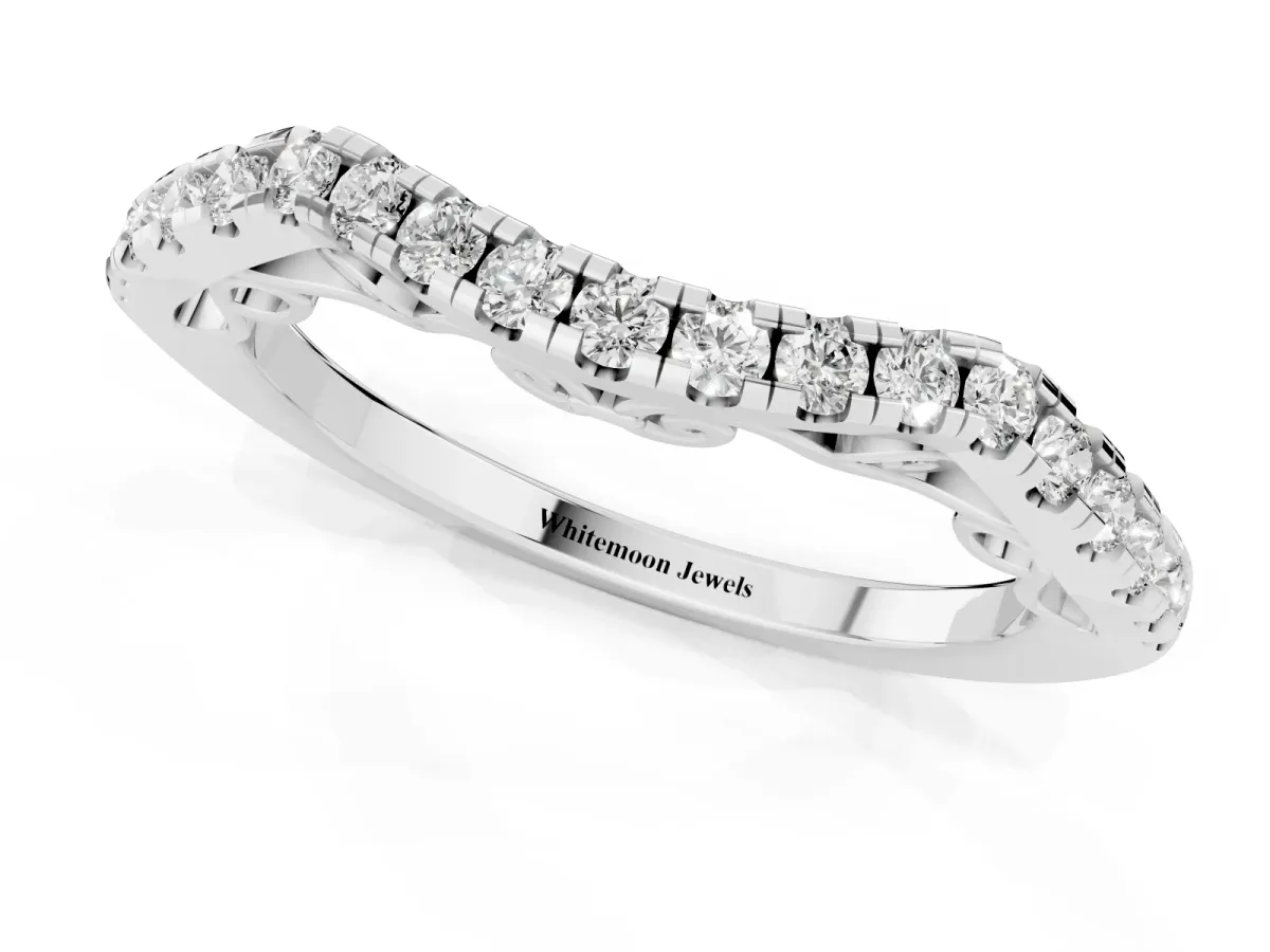 Curved Diamond Pavé Round Eternity Band with Shared Prong Setting White gold