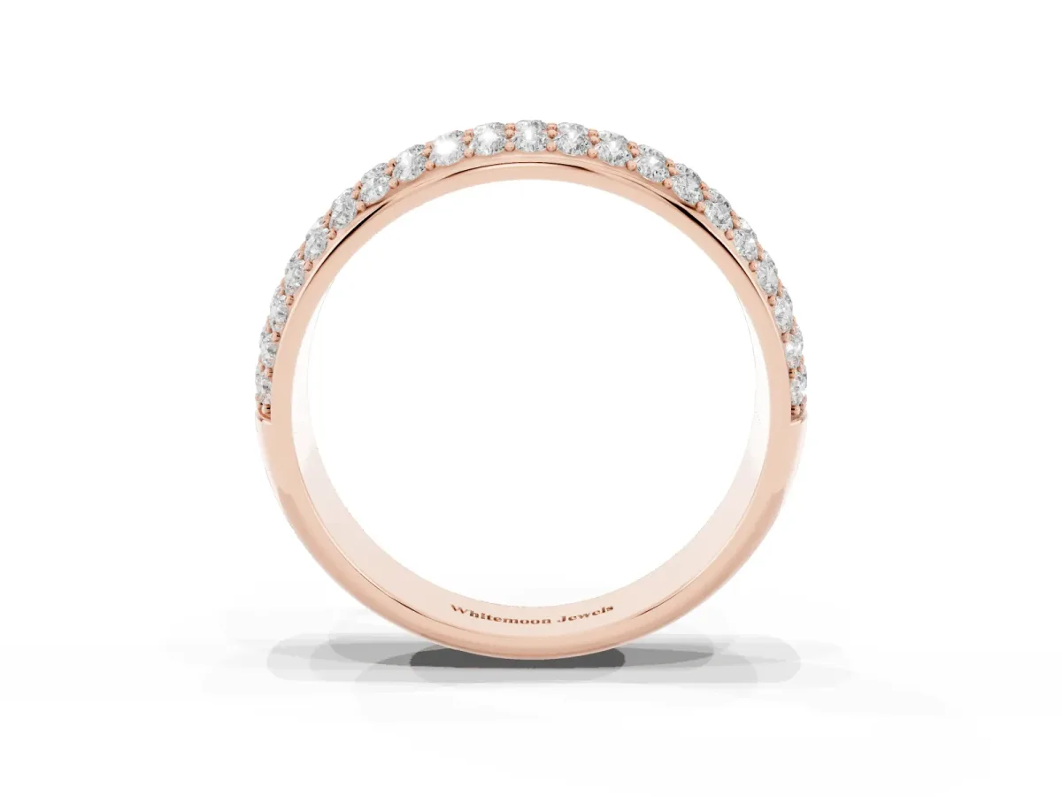 Three-Row Round Diamond Eternity Band with Shared Prong Setting Rose gold