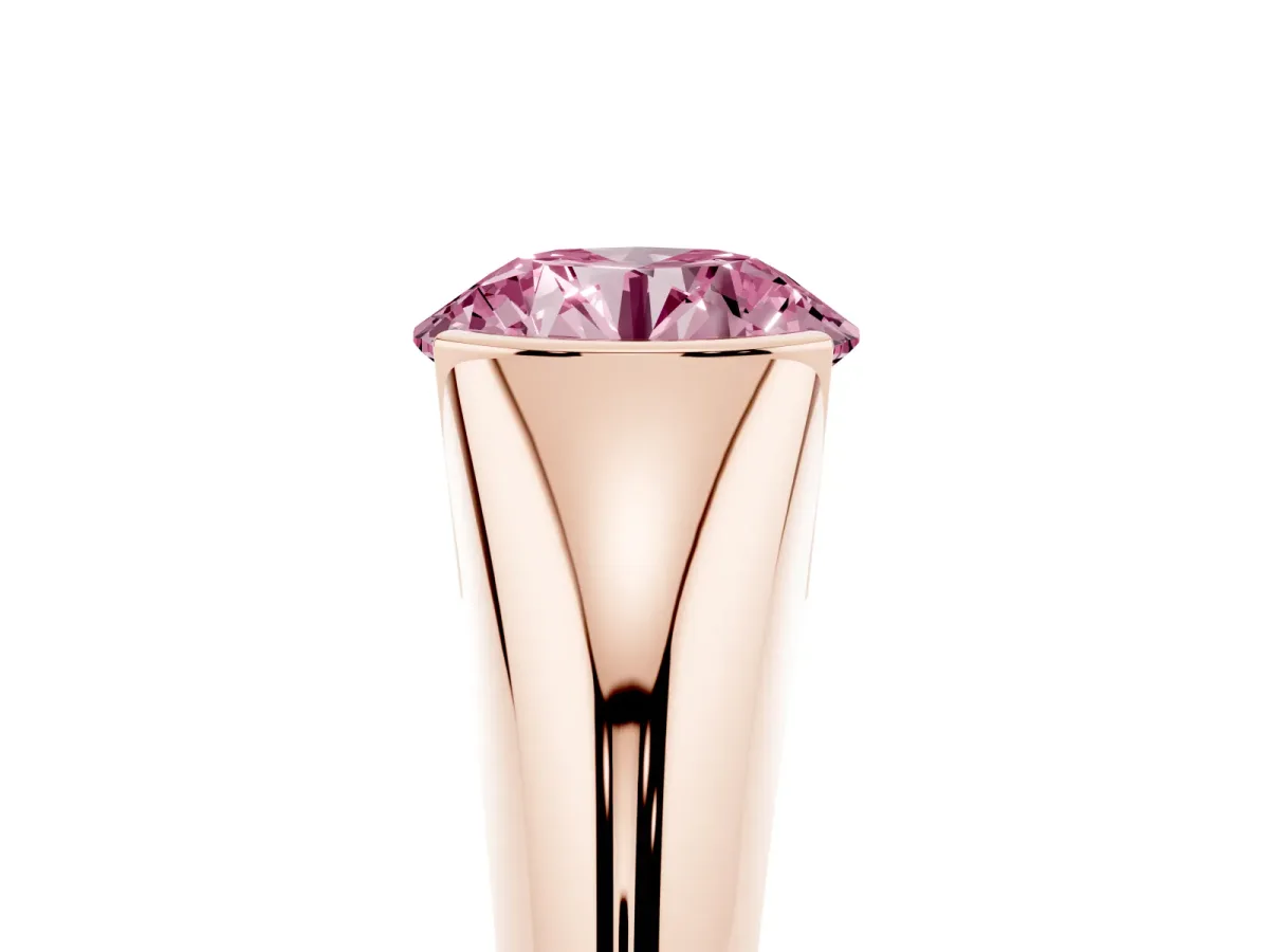 Fancy Pink Round Cut Solitaire Tension Set Diamond Ring Rose gold