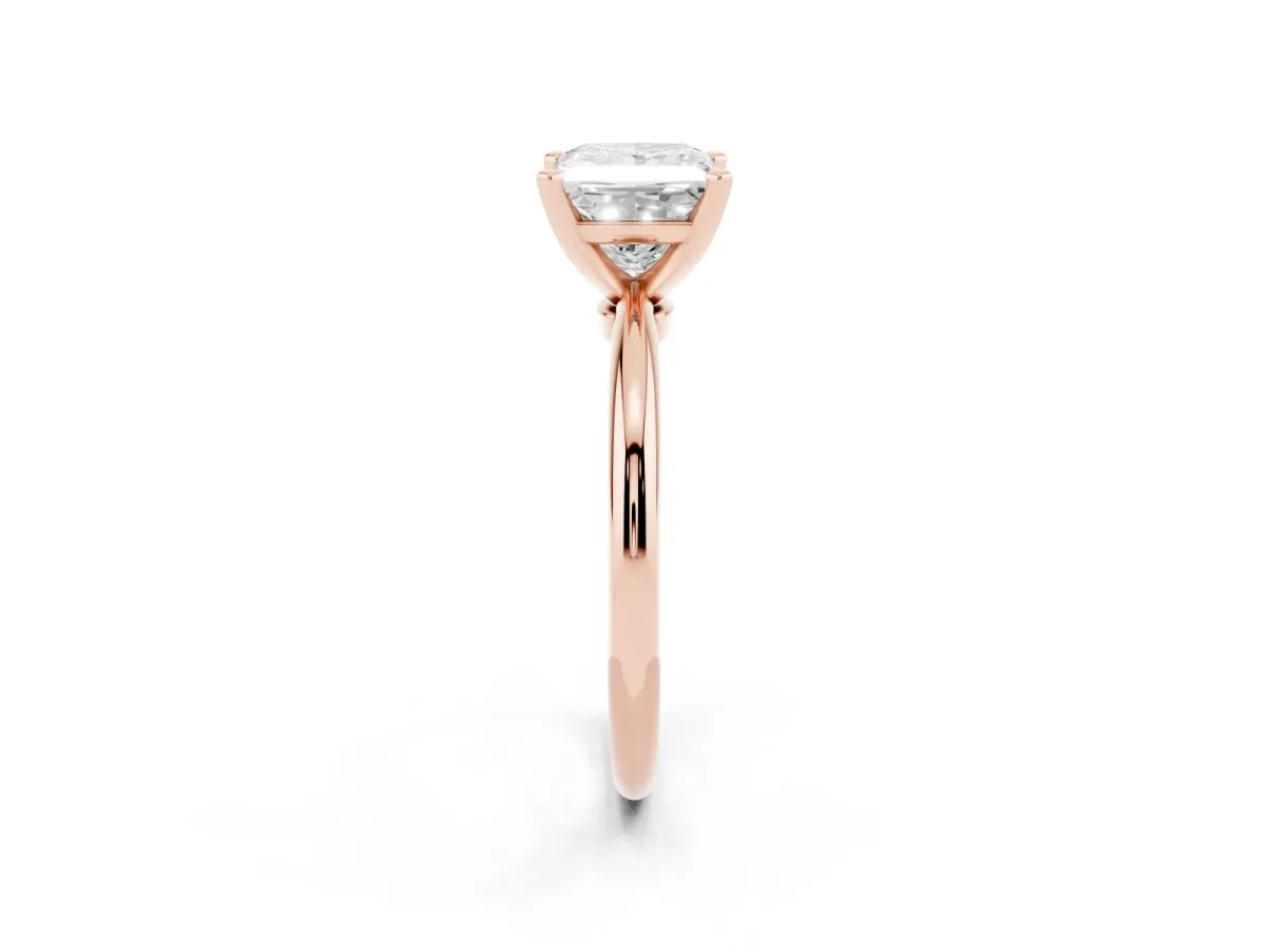 Princess Cut Diamond Solitaire Ring with Prong Setting and Classic Band Rose gold