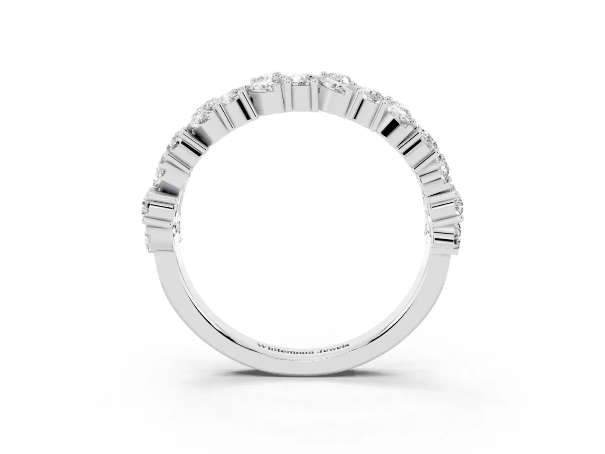 Pave Marquise and Round Diamond Eternity Band with Prong Setting Silver