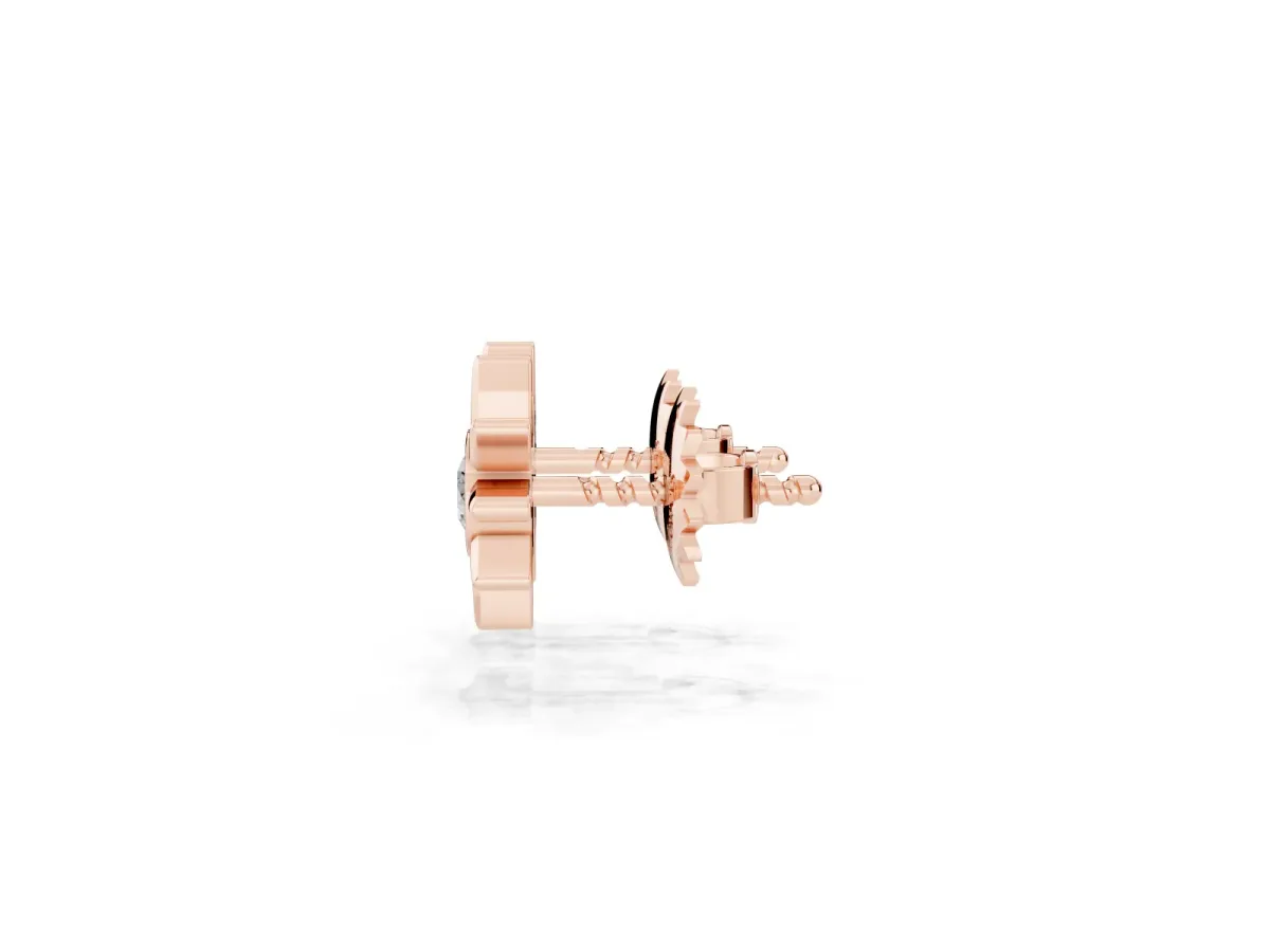 Round Diamond Sol Starburst Stud Earrings Rose gold