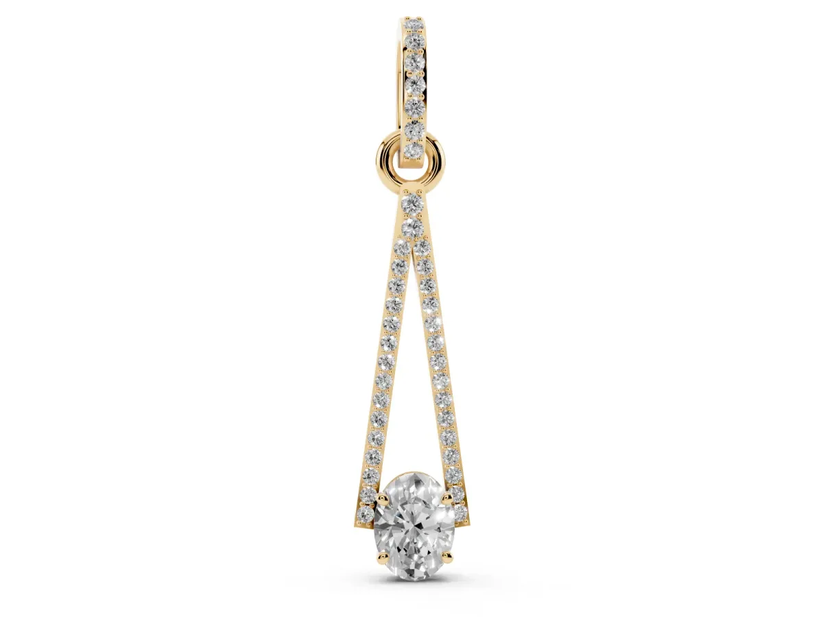 Round Diamond V-Prong Pavé Pendant Yellow gold