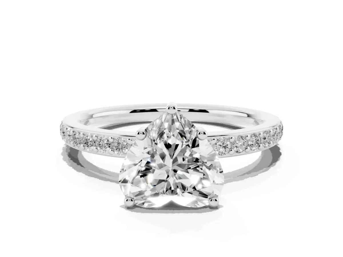 Heart Cut Cut Diamond Pavé Band Ring with Four-Prong Setting Platinum