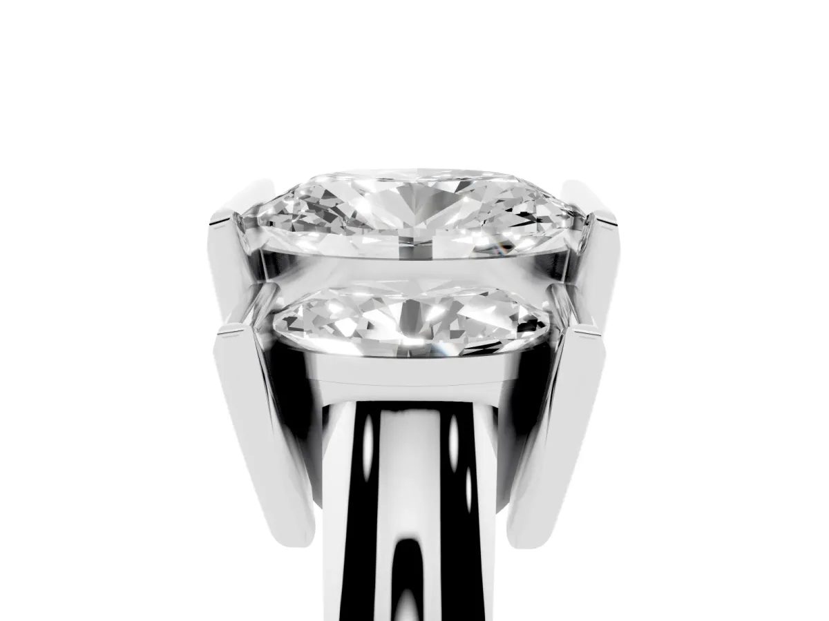 Three Stone Oval Cut Cut Channel Set Diamond Ring Silver