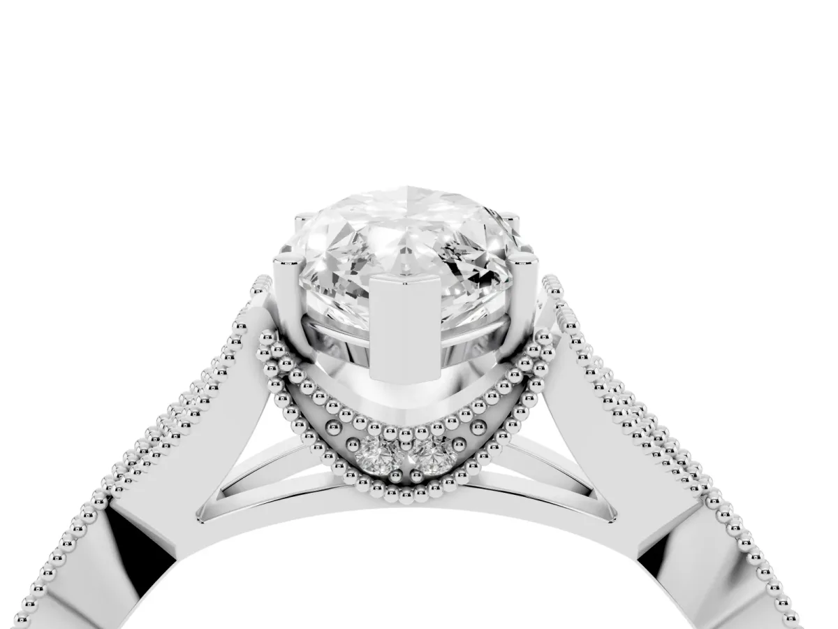 Marquise Cut Cut Diamond Twisted Band with Milgrain Pave Setting and Four-Prong Setting Silver