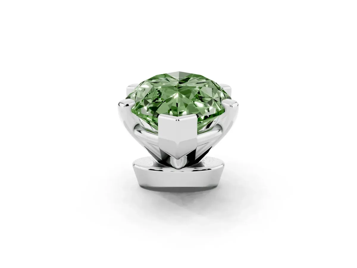 Fancy Green Marquise Cut Diamond Solitaire Ring with Prong Setting and Classic Band Silver
