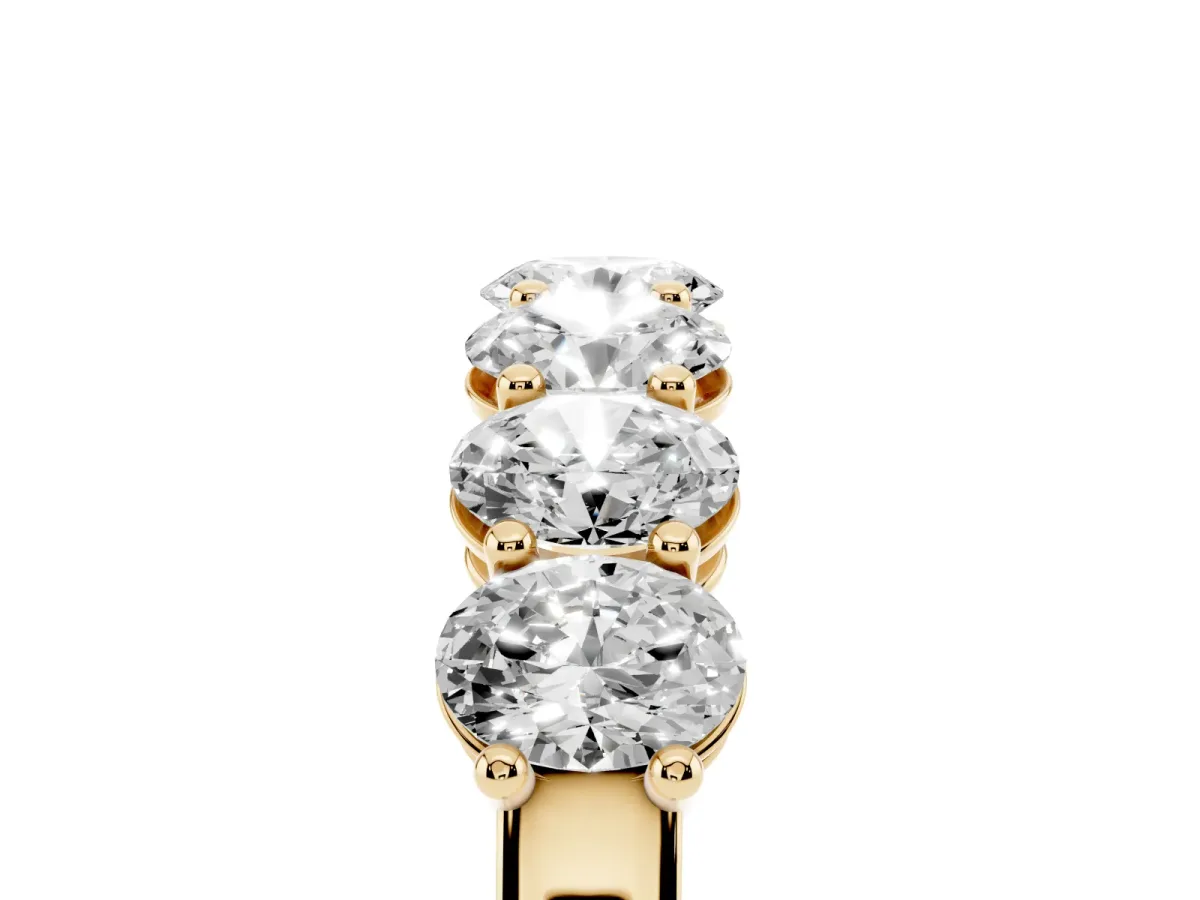 Oval Diamond Shared Prong Eternity Band Yellow gold