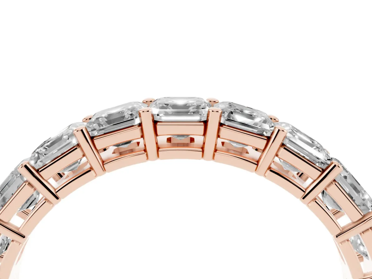 Asscher Cut Half Eternity Band with Shared Prong Setting Rose gold
