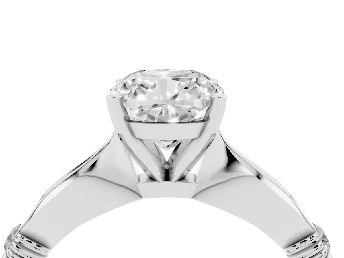Cushion Cut Solitaire Diamond Twisted Band with Four-Prong Setting Silver