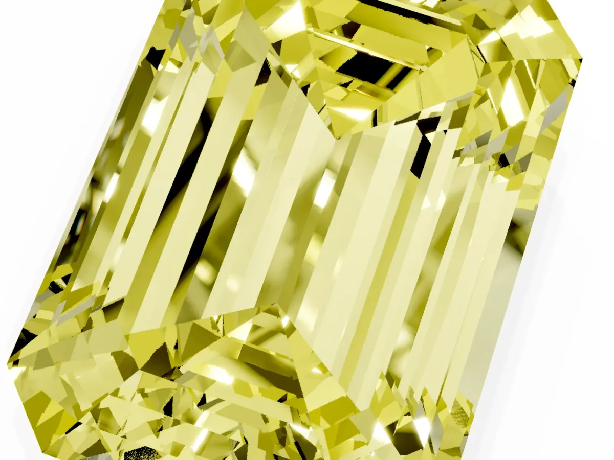 Fancy Yellow Emerald Cut Cut Pave Band Milgrain Solitaire Ring Rose gold